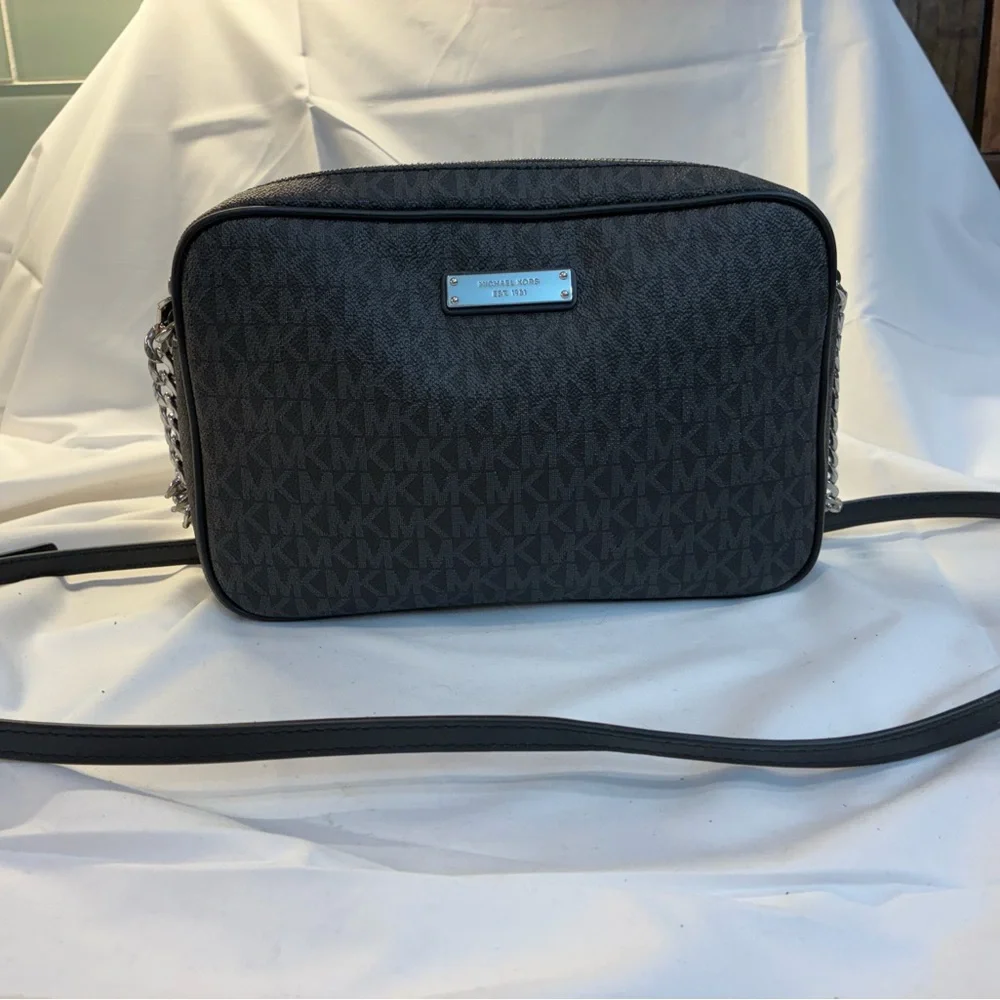 Michael Kors Black MK Monogram Crossbody Camera Bag - Picture 2 of 5